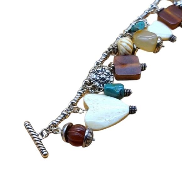 BRIGHTON NATURAL ELEMENTS Heart‎ Multi Beads Charms Chunky Toggle Bracelet - Picture 4 of 11